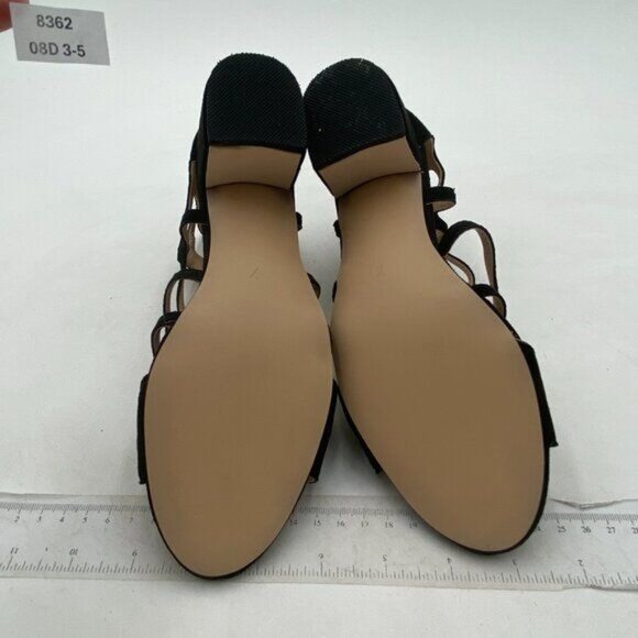 YDN Black Peep Toe Strappy Cutout Sandals Ankle High Block Low Heel Dress Shoes - Picture 7 of 8